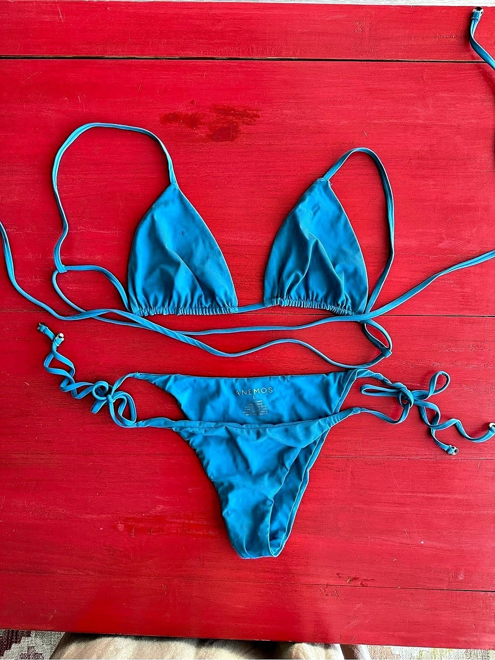 Anemos Tie-Side Bikini in Blue Size Large